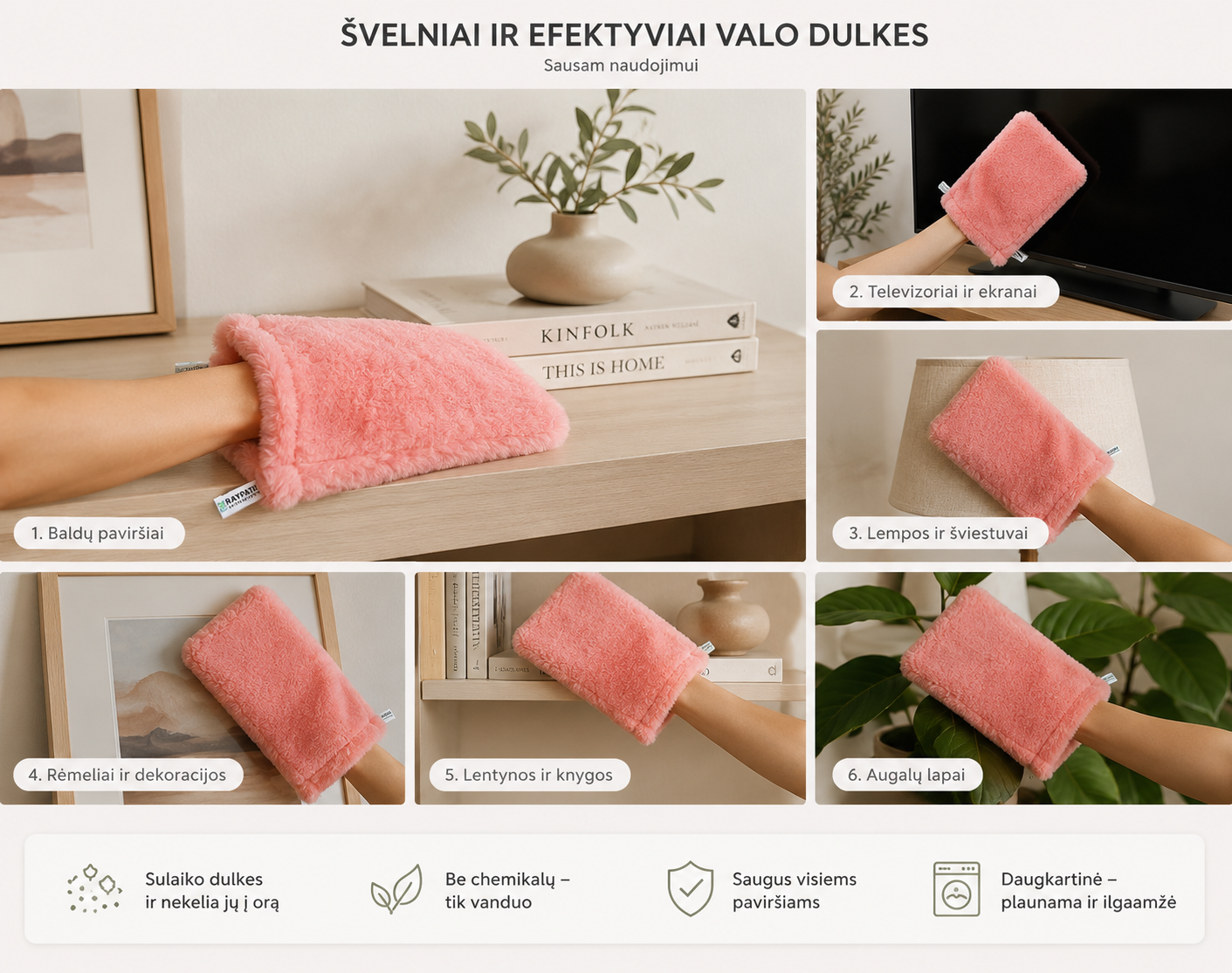 ROŽINĖ PIRŠTINĖ (DULKIŲ VALYMO) - Image 3